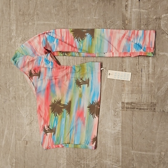 💕FRANKIES BIKINIS💕 Tina One Shoulder Bikini Top ~ Palmz Print Large L NWT - Picture 6 of 11